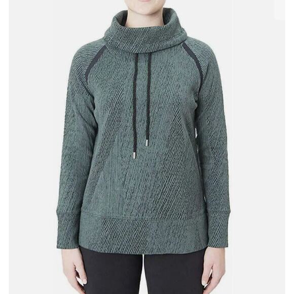 Kirkland Signature Jacquard Mockneck Cozy Pullover Women's M Green/Teal - Picture 1 of 12
